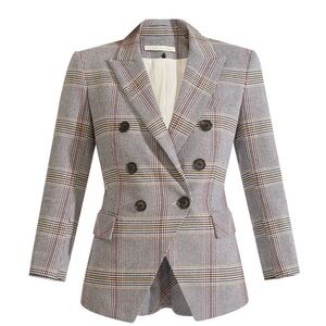 Veronica Beard Dickey Double Breasted Herringbone Plaid Jacket Blazer Size 2